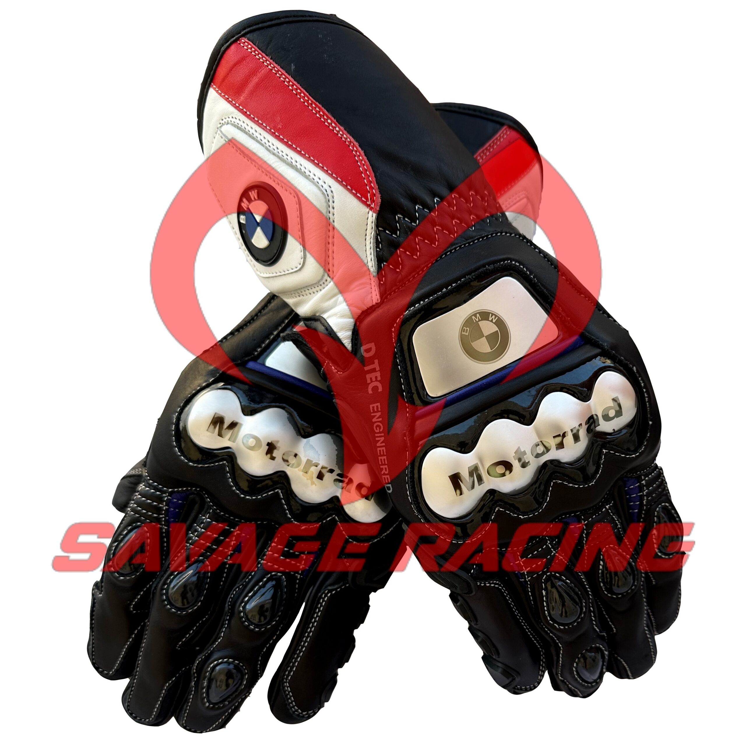 D-TEC Engineered BMW Motorrad Motorbike Racing Gloves BMW motorbike gloves with D-TEC engineering and knuckle armor branding