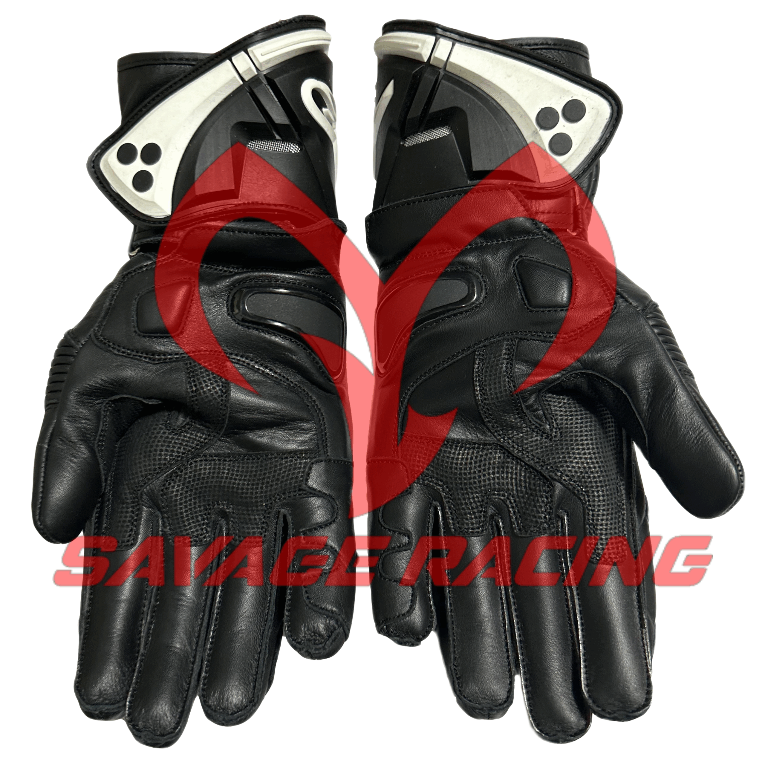 GP Pro Black Motorcycle Gloves - Palm Protection & Grip Zones GP Pro Leather Gloves Palm View with Reinforced Grip Zones