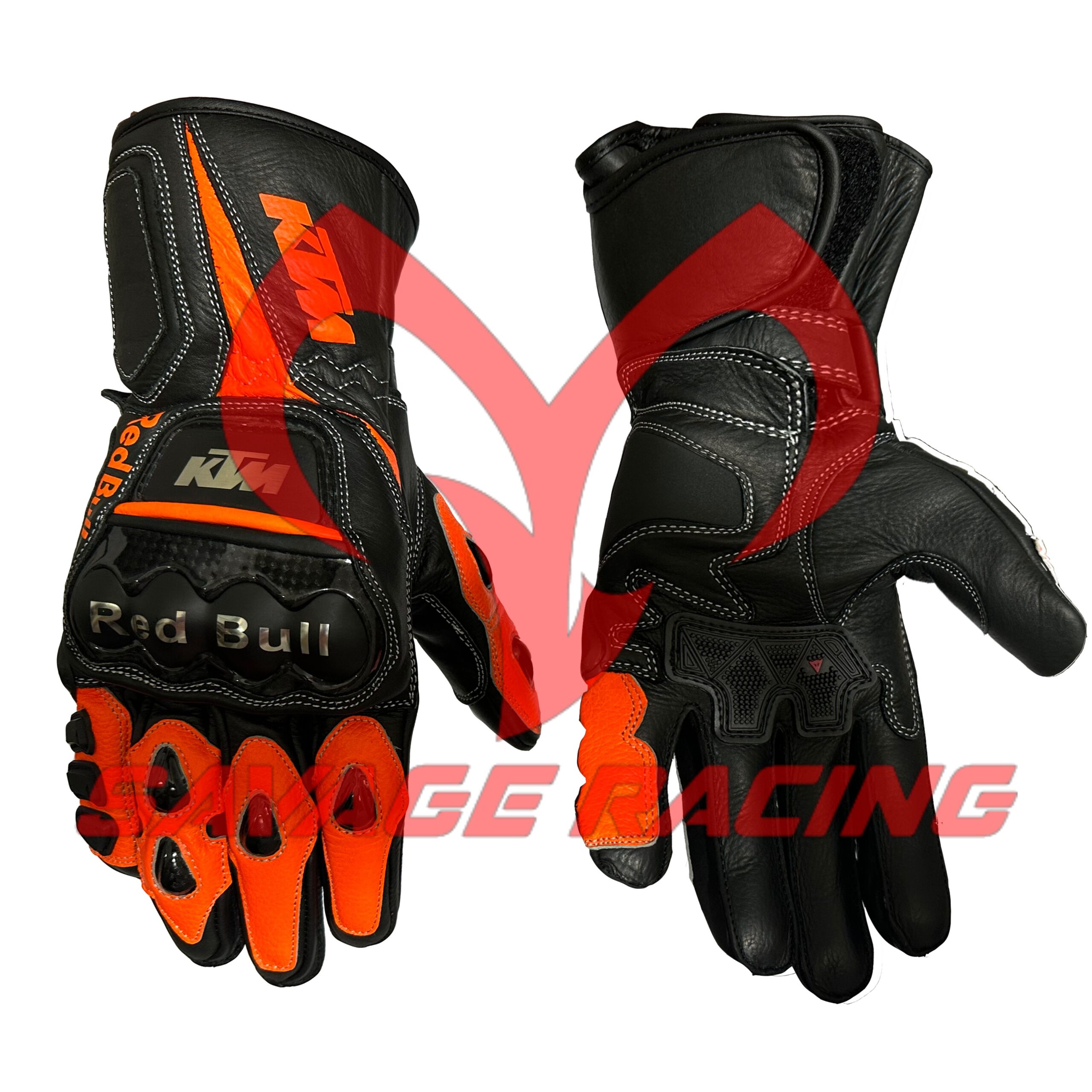 KTM Red Bull Racing Gloves Front & Grip KTM Red Bull Racing Gloves Front and Palm View - Savage Racing