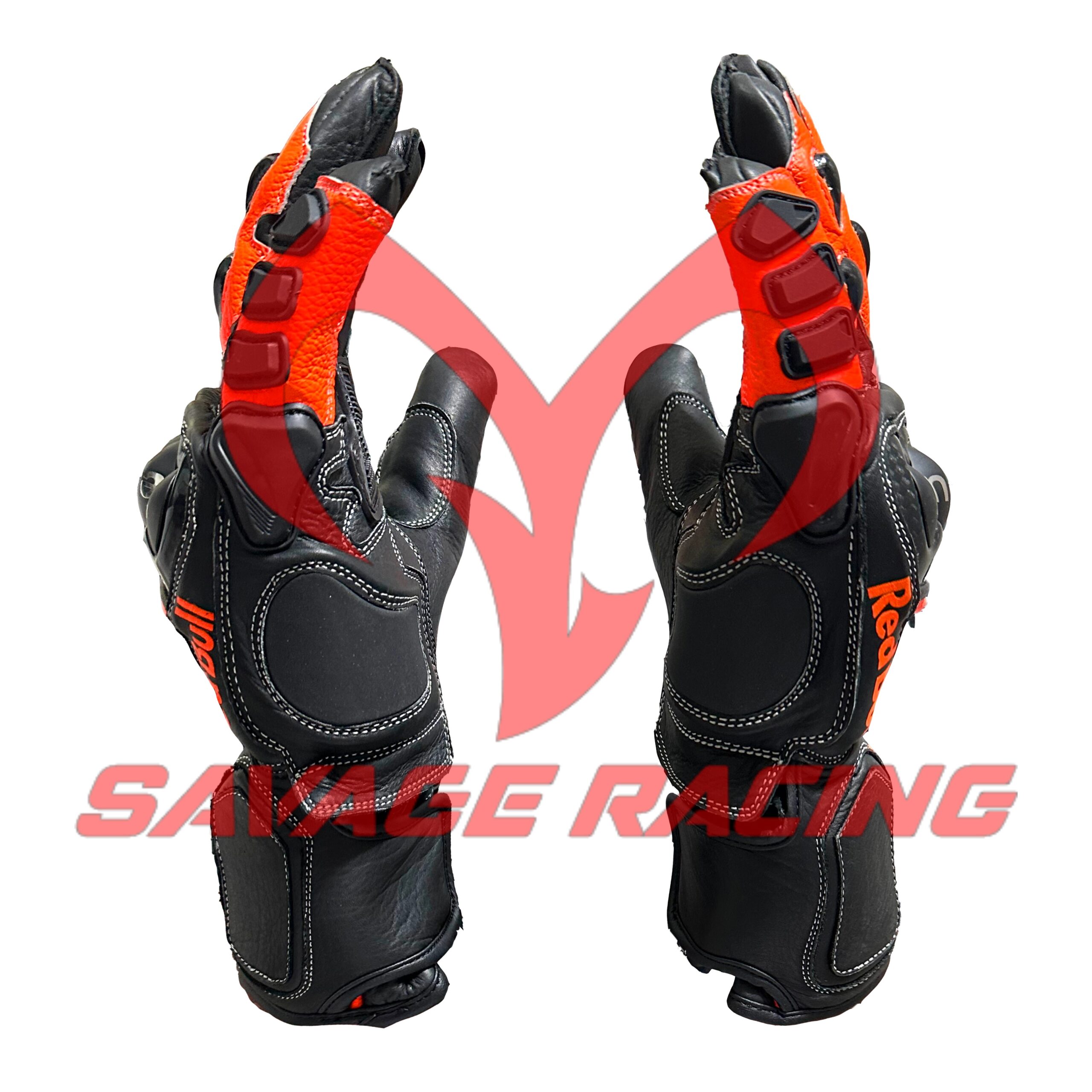 KTM Red Bull Racing Gloves – Side and Finger Curve View Side Angle of KTM Red Bull Racing Gloves Fingers Raised - Savage Racing