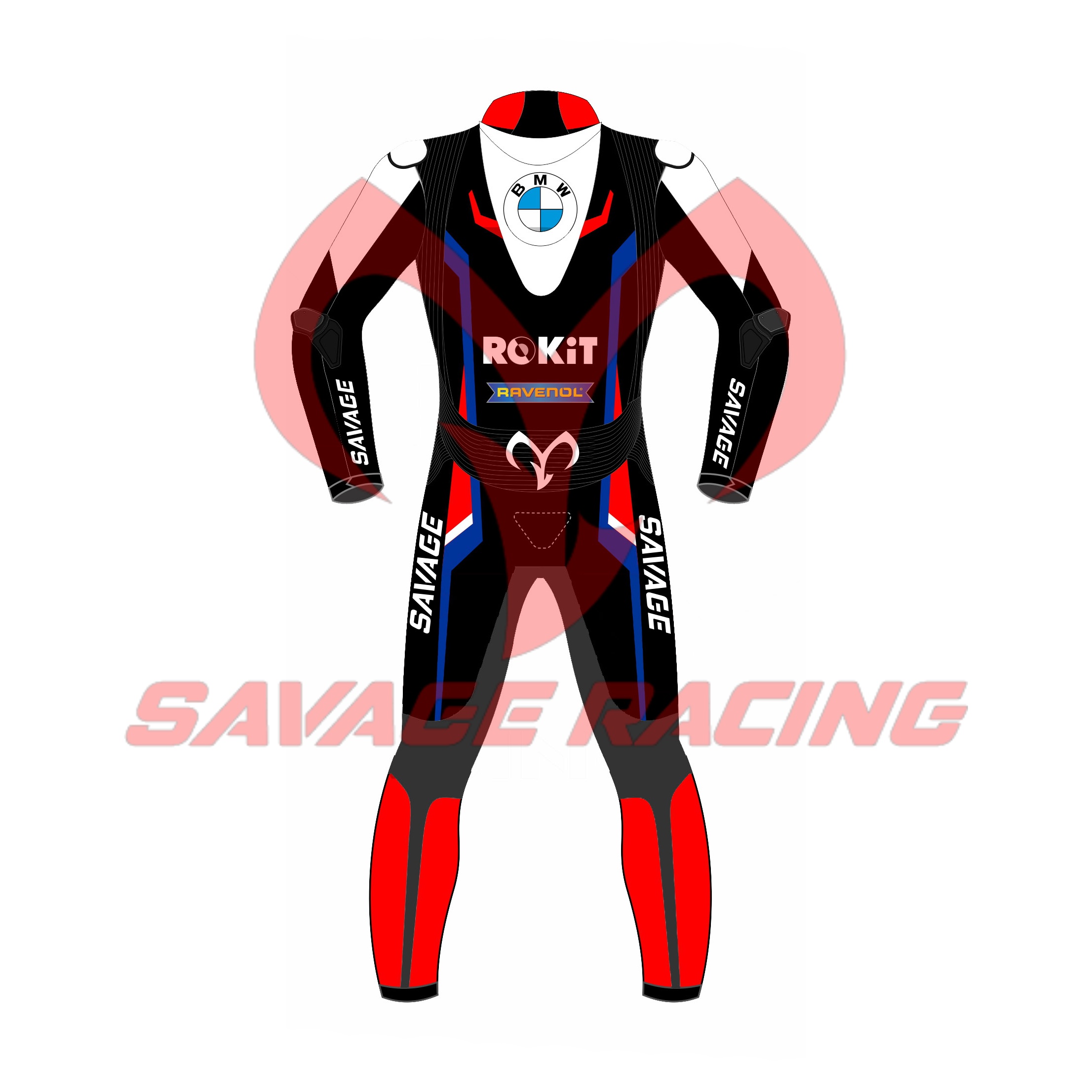 BMW ROKiT Michael van der Mark SBK 2023 Racing Suit – Rear Design BMW ROKiT Michael van der Mark SBK 2023 Leather Racing Suit Rear View