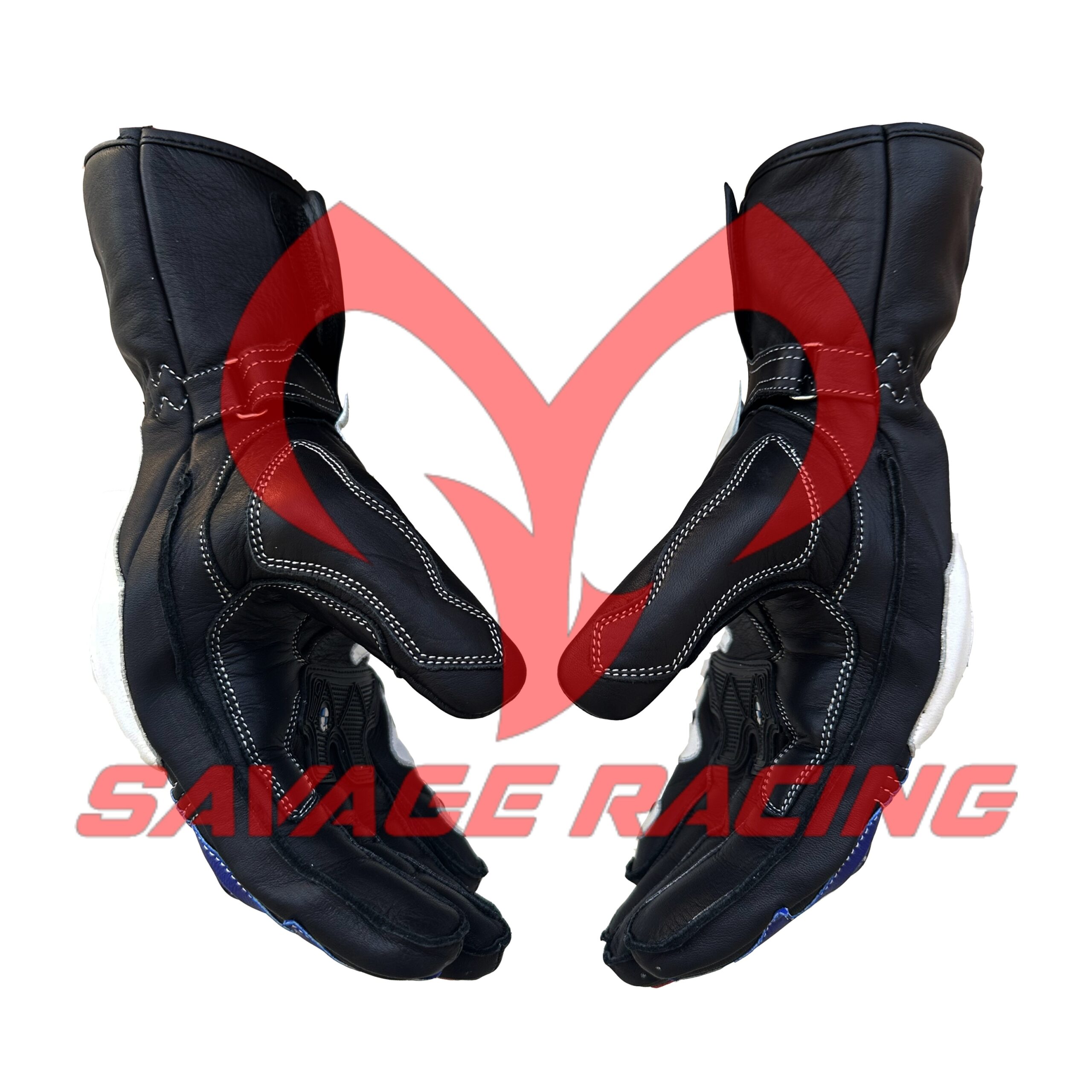 BMW S1000RR Gloves - Side View Featuring Curved Racing Fit Side angled view of BMW S1000RR leather racing gloves with ergonomic curve