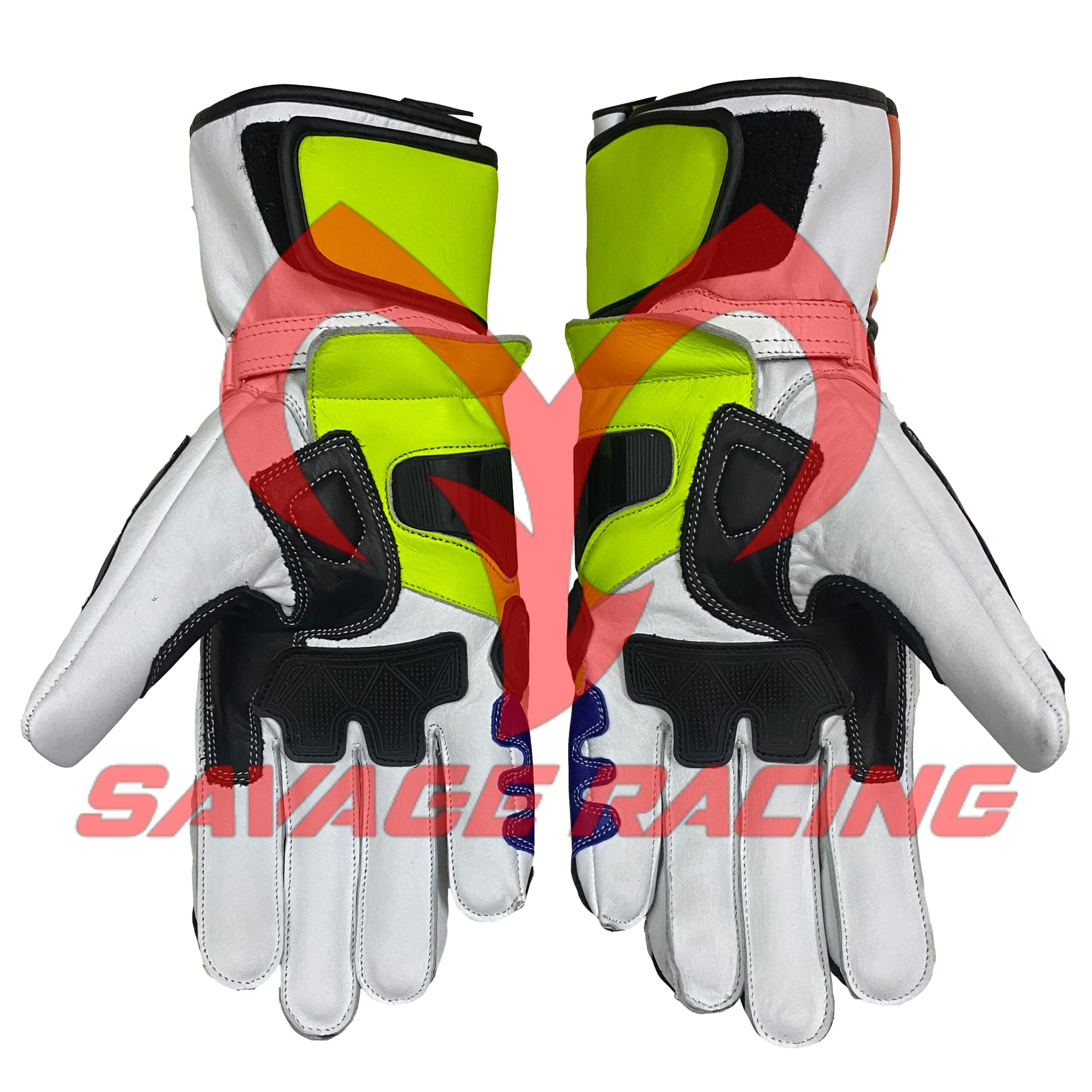 Valentino Rossi 2016 Racing Gloves – Palm Protection View Valentino Rossi 2016 race gloves palm side showing reinforced grip zones and white leather