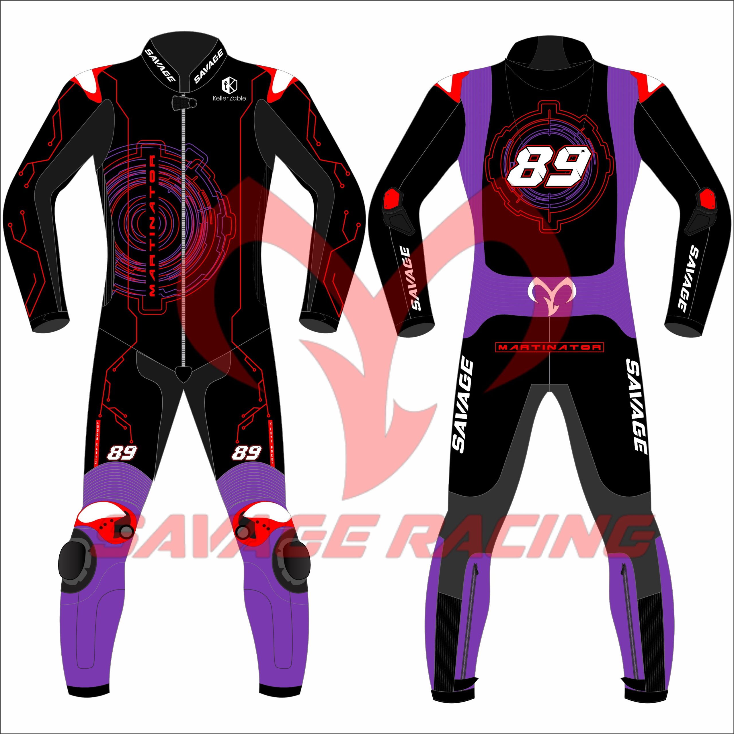 Jorge Martin MotoGP 2025 Winter Test Leather Race Suit – Full View Jorge Martin 2025 Barcelona winter test racing suit – front and back full set